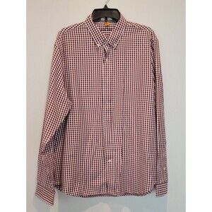 Tailor Vintage Shirt Mens XL maroon white Plaid Button Down Long Sleeve Cotton